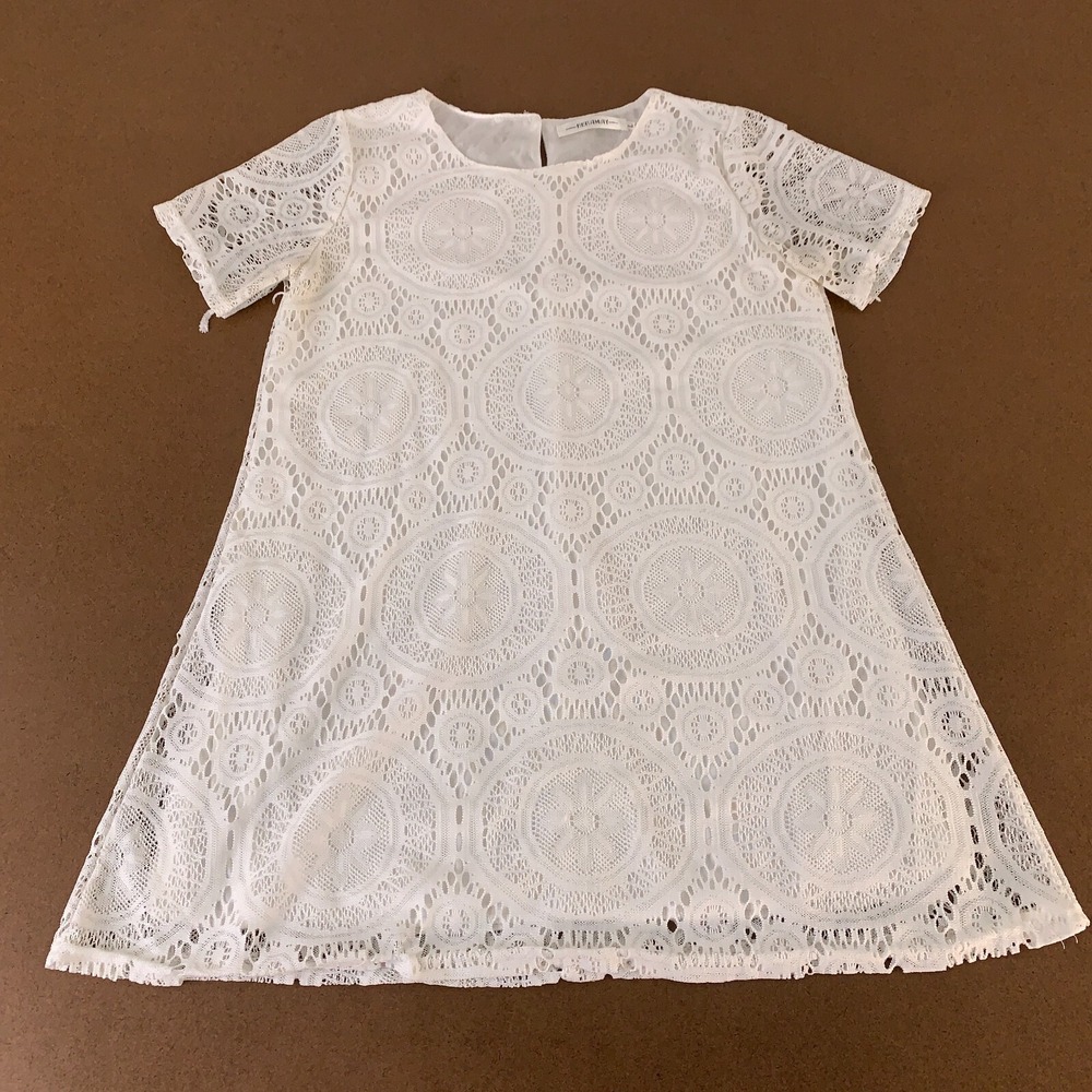 Heramay Women's Large White Lace Layered Short Sleeve Round Neck A Line Dress